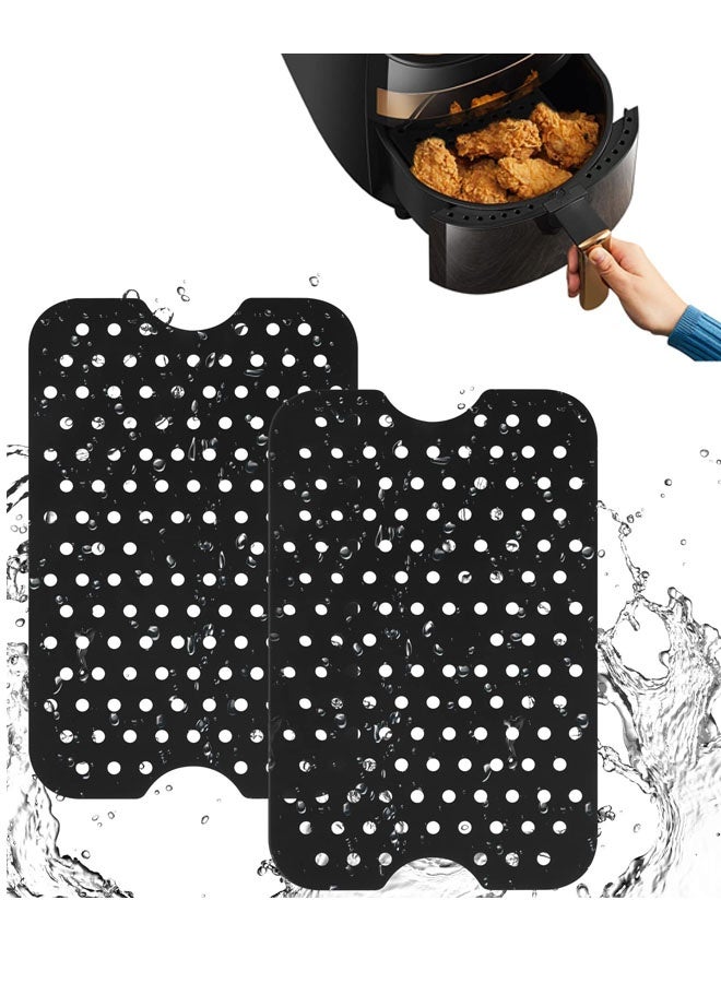2PCS Silicone Air Fryer Liners, Square Reusable Silicone Mats, Non Stick Air Fryer Mats for Baking, Steaming, Cooking - Image 1
